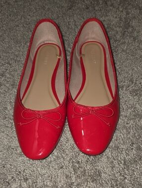 Old Navy Red Patent Ballet Flats with Bow Detail